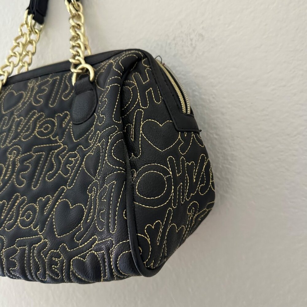 Betsey Johnson Handbag Logo Quilted Be Mine Gold … - image 6